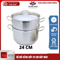 Bộ nồi hấp Inox 3 đáy Fivestar đường kính 24cm dùng bếp từ, bảo hành 5 năm HÀNG CHÍNH HÃNG