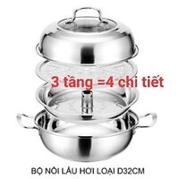 Bộ Nồi Hấp Inox 3 Tầng 30 cm Cao Cấp ECOSUN