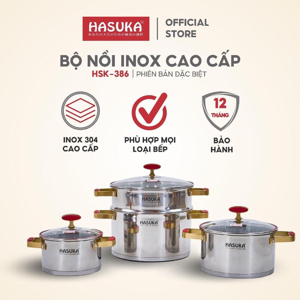 Bộ nồi Hasuka HSK-BN386 - Đáy 5 lớp