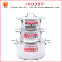 Bộ nồi inox 1 đáy nắp inox Anpha Cook 3 nồi N16-N18-N24 không gỉ, không độc hại INOXXINH hàng Việt