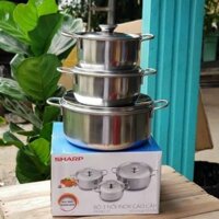 BỘ NỒI INOX 3 CÁI ( 16/20/24 CM)