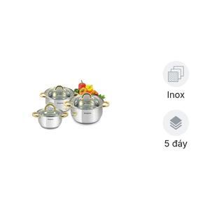 Bộ nồi Inox 3 chiếc 5 lớp cao cấp Kangaroo KG865 (KG-865)