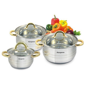 Bộ nồi Inox 3 chiếc 5 lớp cao cấp Kangaroo KG865 (KG-865)