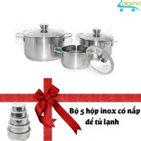 Bộ nồi inox 3 đáy FiveStar 3 chiếc nắp kính FV-03D(TẶNG 5 HỘP BÁT INOX)