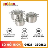 Bộ nồi inox 3 đáy Goldsun GH21 - 3306SG