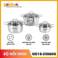 BỘ NỒI INOX 3 đáy GOLDSUN GD18-3306SG