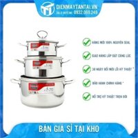 Bộ nồi inox 3 đáy quai inox Sunhouse VK-SH888 - Hàng chính hãng, chống dính, vung kính trong suốt