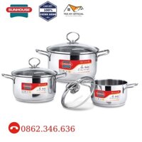 Bộ nồi inox 3 đáy Sunhouse SH888