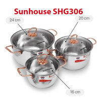 Bộ nồi inox 3 đáy Sunhouse SHG306