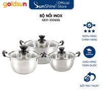 Bộ nồi inox 3 đáy từ Goldsun GE21-3306SG 16,18,24cm dùng cho mọi loại bếp BH chính hãng