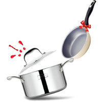 Bộ nồi Inox 3 lớp cao cấp đáy liền Elmich Tri-Max XS và chảo nhôm chống dính EL-3830 đường kính 20cm - Hàng chính hãng Nồi 26cm mã EL-3749