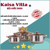 Bộ Nồi Inox 3 Sản Phẩm 6 Chi Tiết Kaisa Villa (W2004)-Gia Dung Trần Hằng