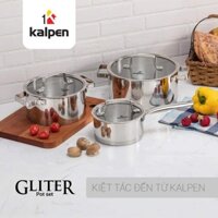 Bộ Nồi Inox 304 5 Đáy Cao Cấp Nấu Bếp Từ Bếp Gas Kalpen Gliter KP-3568 size 16cm 20cm 24cm