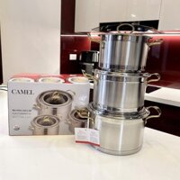 Bộ Nồi Inox 304 CAMEL - Đáy 3 Lớp Chống Dính, Sự Kết Hợp Tinh Tế của Chất Lượng và Hiệu Suất Nấu Ăn