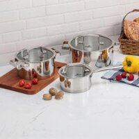 Bộ Nồi Inox 304 Cao Cấp 5 Đáy Kalpen Gliter KP-3568 size 16cm 20cm 24cm