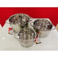Bộ Nồi Inox 304 Cao Cấp 5 Đáy Kalpen Slamer Sm1  size 18cm 20cm 24cm