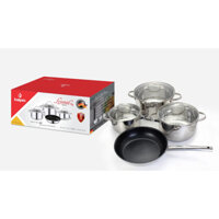 Bộ nồi inox 304 cao cấp 5 đáy Kalpen Lermat L2 Thích hợp tất cả các bếp Hàng chính hãng