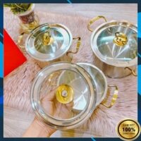 Bộ Nồi Inox 304 Cao Cấp MISU LOUIS, Bộ Nồi Inox Đức Gồm 3 Món - Đáy 3 Lớp Nguyên Khối - Sử Dụng Được Mọi Loại Bếp
