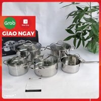 Bộ nồi inox 304 cao cấp FIVESTAR Plus quai oval kiểu Silit 5 món nắp kính