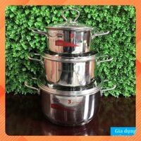 Bộ nồi inox 5 đáy cao cấp Sunhouse SH888 - gồm 3 nồi size 16cm, 20cm, 24cm