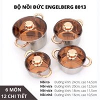 BỘ NỒI INOX 5 ĐÁY ĐÚC ENGELBRG 16/18/20/24 Cm ( dùng được bếp từ)