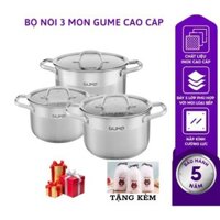 Bộ Nồi Inox 5 Đáy Gume Hàn Quốc GMP19 Có Nồi Luộc Gà Dùng Được Cho Mọi Loại Bếp
