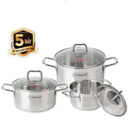 Bộ nồi inox 5 đáy Happycook Penta HCS-PT06