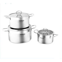Bộ nồi inox 5 đáy Sunhouse Mama SH784 [ Gồm 3 nồi 16 - 20 - 24cm - Dùng trên mọi loại bếp - chống cháy khét ]