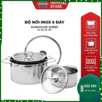 Bộ Nồi Inox 5 Đáy SUNHOUSE SH890 16, 20, 24 cm