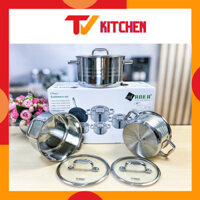 Bộ nồi inox 5 món Arber Dolphin chính hãng 5 lớp có chảo chống dính 24cm cao cấp bảo hành 60 tháng