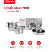 Bộ nồi inox 8 món đáy liền Luxury 6868