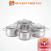 Bộ nồi inox 8 món Malloca SA 4002, Cam kết chính hãng