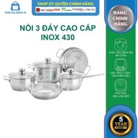 Bộ nồi inox bếp từ 5 món FIVESTAR 3 đáy nắp kính