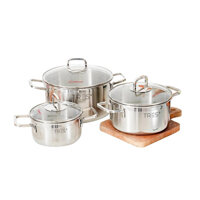 Bộ nồi Inox cao cấp 3 lớp đáy liền Happy Cook Tres HCS-TRP6PC