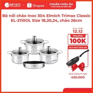 Bộ nồi Inox dập nguyên khối Elmich Trimax Classic EL-2110OL