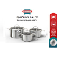 Bộ nồi inox đáy liền nguyên khối SUNHOUSE MAMA SHG701
