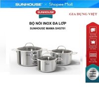 Bộ nồi inox đáy liền nguyên khối SUNHOUSE MAMA SHG701