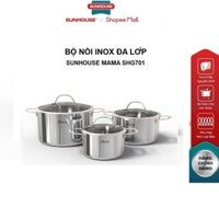 Bộ nồi inox đáy liền nguyên khối SUNHOUSE MAMA SHG701