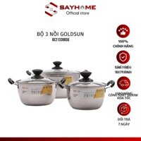 Bộ nồi inox đáy từ 3 lớp Goldsun GE21 3306SG 16/18/24cm bảo hành chính hãng 12 tháng