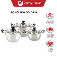 Bộ nồi inox đáy từ 3 lớp Goldsun GE21 3306SG 16/18/24cm bảo hành chính hãng 12 tháng