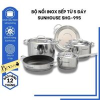 Bộ nồi inox đáy từ 5 lớp Sunhouse SHG-995, chất lượng vượt trội, dùng được trên mọi loại bếp, giữ nhiệt tốt - Bevano
