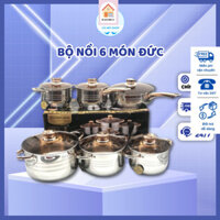 Bộ Nồi Inox Đức 6 Món 5 Đáy Chính Hãng - Bộ Nồi Inox 304 Cao Cấp Truyền Nhiệt Tốt Chống Dính Cho Mọi Bếp -(HN618)