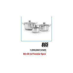 Bộ nồi inox Fivestar (Five star) 6PCS