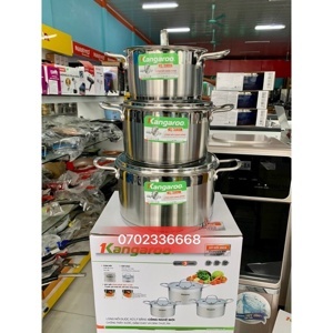 Bộ nồi inox Kangaroo KG877 - 3 nồi