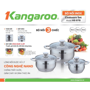 Bộ nồi inox Kangaroo KG878 - 3 chiếc