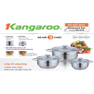 Bộ nồi inox Kangaroo KG878 - 3 chiếc