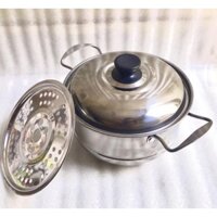 Bộ Nồi Inox Kèm Khay Hấp Cách Thuỷ 21cm . Nồi chuyên hấp cách thủy như bánh bao, xôi
