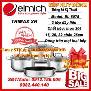 Bộ nồi inox liền khối Elmich Trimax XR EL-8075