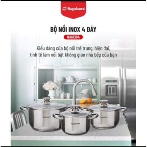 Bộ nồi inox Nagakawa NAG1304 - 3 nồi