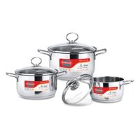 Bộ nồi  Inox quai đũa  SUNHOUSE SH888, 3 chiếc(16,22,24cm), màu bạc